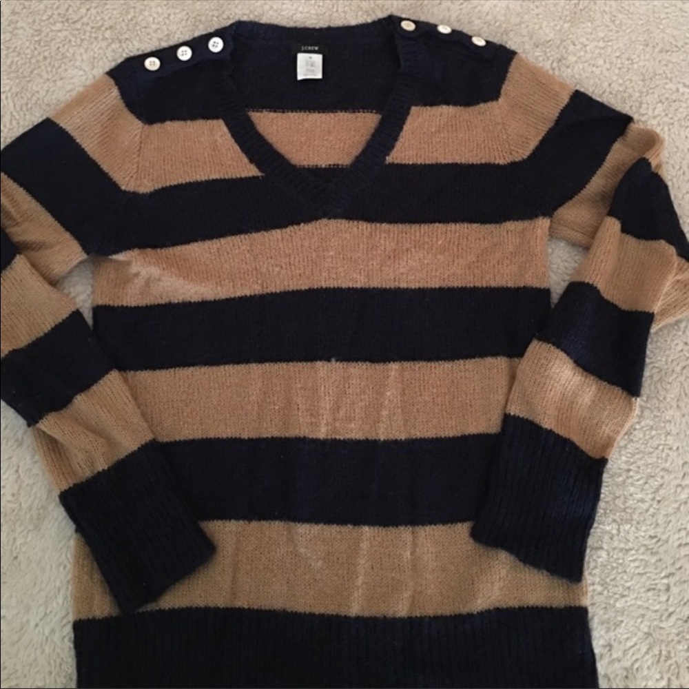 JCREW Navy & Tan Stripped Sweater
